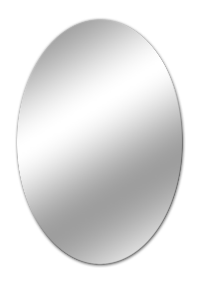Miroir ovale d'épaisseur 4 mm, livré avec les bords polis.