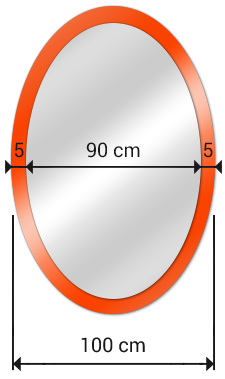 miroir ovale sur verre laqué mesures